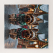 Yorkshire Terrier Dogs Christmas Snow Holiday  ジグソーパズル (横)