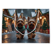 Yorkshire Terrier Dogs Christmas Snow Holiday  ラージペーパーバッグ (正面)