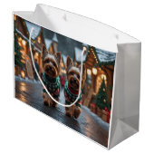 Yorkshire Terrier Dogs Christmas Snow Holiday  ラージペーパーバッグ (裏面アングル)