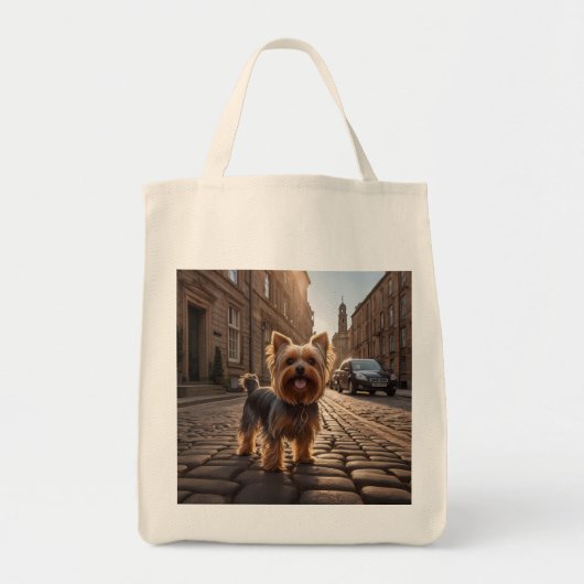 Yorkshire Terrier Elegant Grocery Tote Bag トートバッグ (正面)