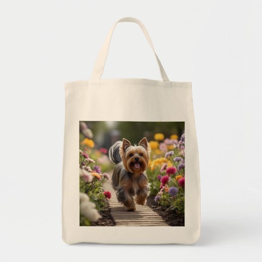Yorkshire Terrier Elegant Grocery Tote Bag トートバッグ (正面)