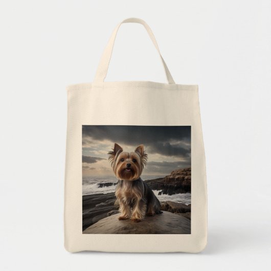 Yorkshire Terrier Elegant Grocery Tote Bag トートバッグ (正面)