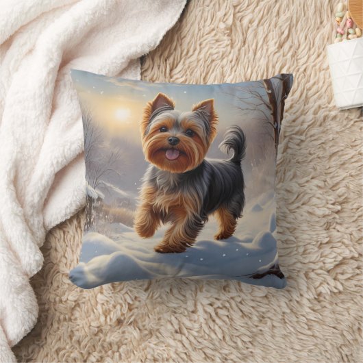 Yorkshire Terrier Elegant Throw Pillow クッション (ブランケット)
