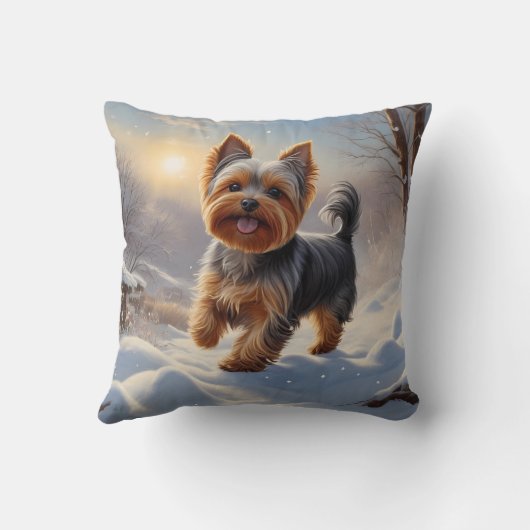 Yorkshire Terrier Elegant Throw Pillow クッション (裏面)