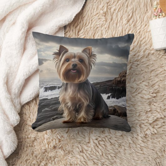 Yorkshire Terrier Elegant Throw Pillow クッション (ブランケット)