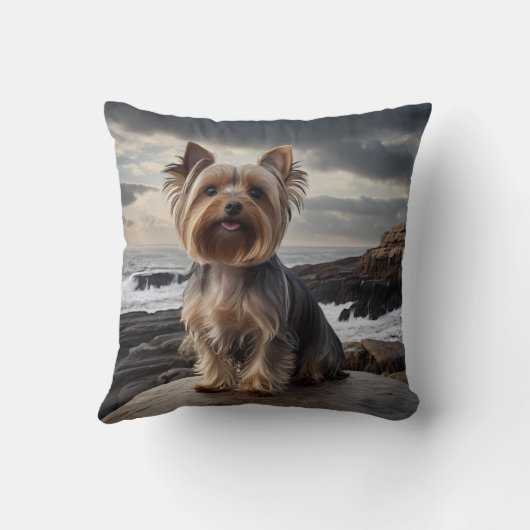 Yorkshire Terrier Elegant Throw Pillow クッション (裏面)