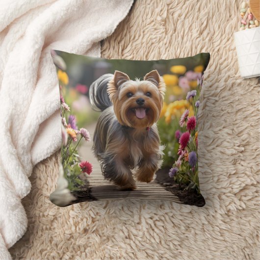 Yorkshire Terrier Elegant Throw Pillow クッション (ブランケット)