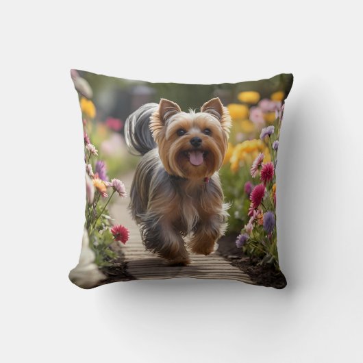Yorkshire Terrier Elegant Throw Pillow クッション (正面)