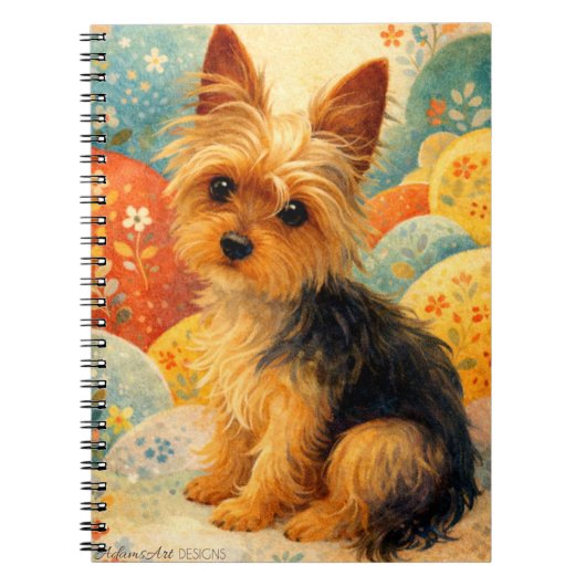 Yorkshire Terrier Floral Art ノートブック (正面)