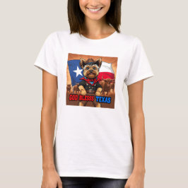 Yorkshire Terrier God Bless Texas Tシャツ