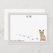 Yorkshire Terrier Grayモノグラ縁どムパーソナライズ ノートカード (正面/裏面)