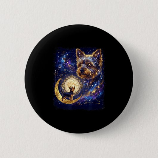 Yorkshire terrier howling to the moon meme 90s 缶バッジ (正面)