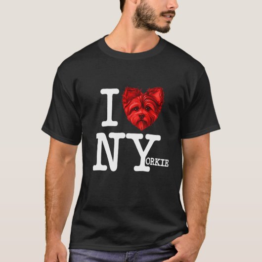 Yorkshire Terrier   I Heart New Yorkie Pun Parody Tシャツ (正面)