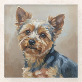 Yorkshire Terrier Impressionist Art Coaster ガラスコースター (正面)