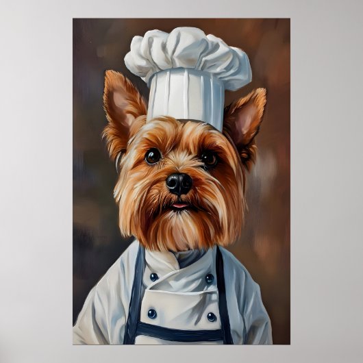 Yorkshire Terrier In Chefs Hat Poster, Pet Poster ポスター (正面)