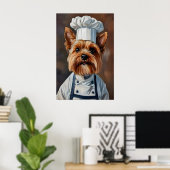 Yorkshire Terrier In Chefs Hat Poster, Pet Poster ポスター (ホームオフィス)
