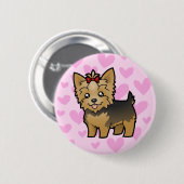 Yorkshire Terrier Love (short hair with bow) 缶バッジ (正面&裏面)
