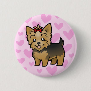 Yorkshire Terrier Love (short hair with bow) 缶バッジ