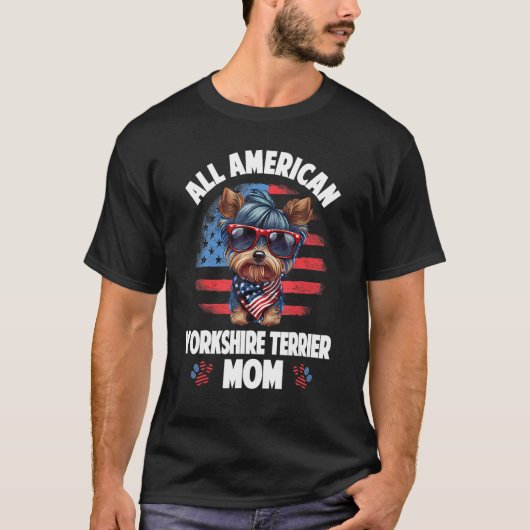 Yorkshire Terrier Mom 4th of July Merica Patriotic Tシャツ (正面)