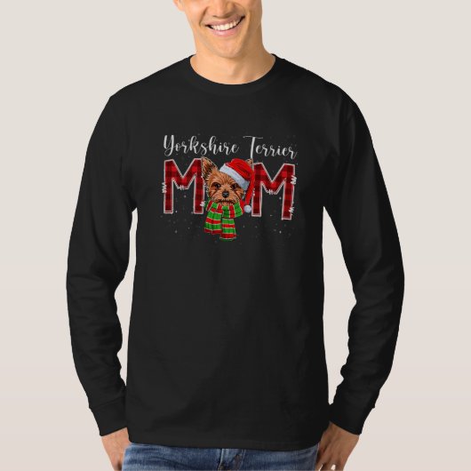 Yorkshire Terrier Mom Santa Plaid Dog Mom  Christm Tシャツ (正面)