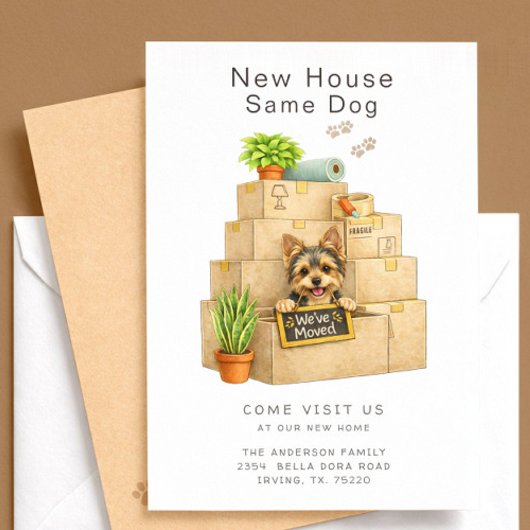Yorkshire Terrier New House Moving Announcement 招待状