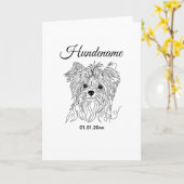 Yorkshire Terrier one line art custom dog photo カード (黄色い花)