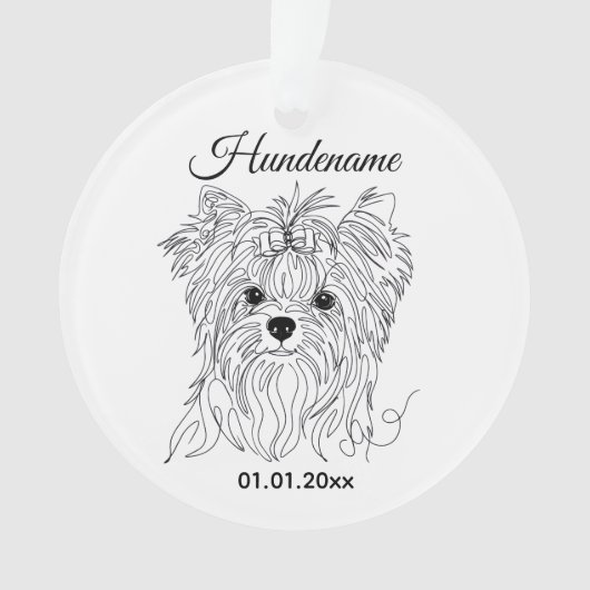 Yorkshire Terrier one line art customizable dog オーナメント (正面)