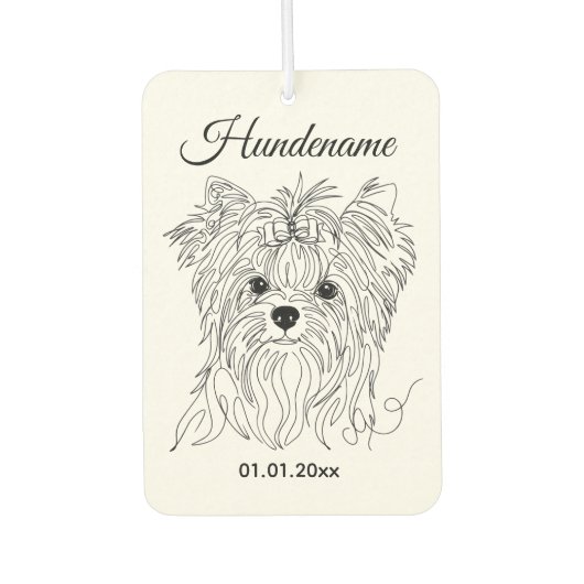 Yorkshire Terrier one line art customizable dog カーエアーフレッシュナー (正面)