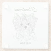 Yorkshire Terrier one line art customizable dog ガラスコースター (裏面)