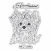 Yorkshire Terrier one line art customizable dog シール (正面)