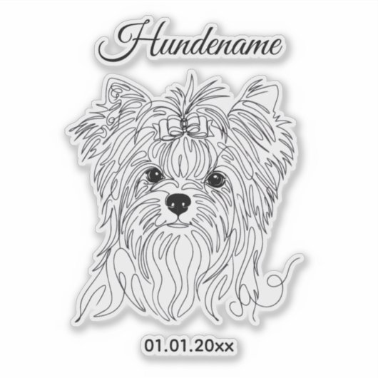 Yorkshire Terrier one line art customizable dog シール (正面)