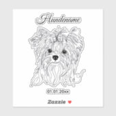 Yorkshire Terrier one line art customizable dog シール (シート)