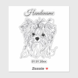 Yorkshire Terrier one line art customizable dog シール