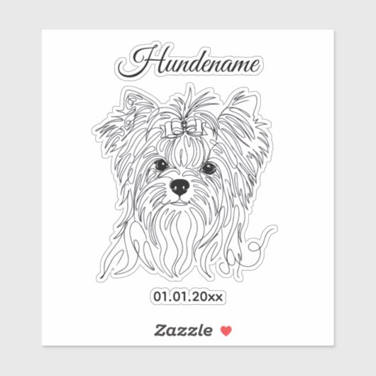 Yorkshire Terrier one line art customizable dog シール (シート)