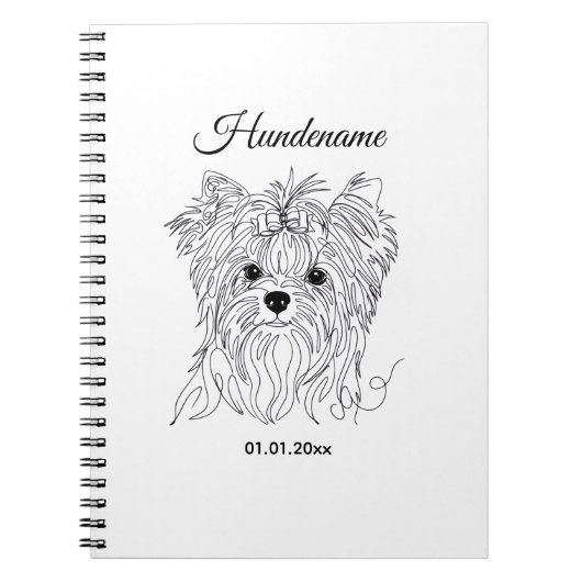 Yorkshire Terrier one line art customizable dog ノートブック (正面)