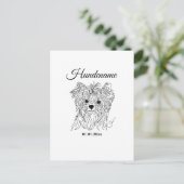 Yorkshire Terrier one line art customizable dog ポストカード (スタンド正面)