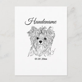 Yorkshire Terrier one line art customizable dog ポストカード