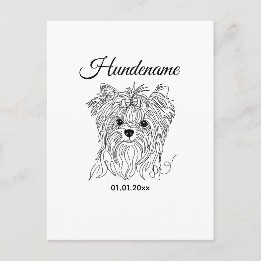 Yorkshire Terrier one line art customizable dog ポストカード (正面)
