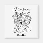 Yorkshire Terrier one line art customizable dog マグネット (正面)