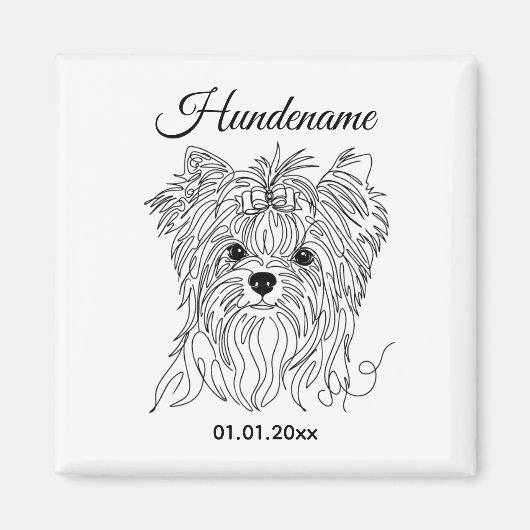 Yorkshire Terrier one line art customizable dog マグネット (正面)