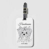 Yorkshire Terrier one line art customizable dog ラゲッジタグ (正面縦)