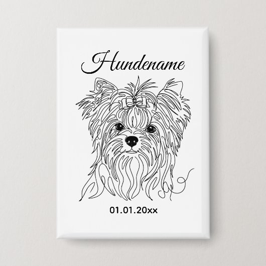 Yorkshire Terrier one line art customizable dog 缶バッジ (正面)