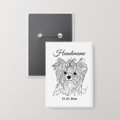 Yorkshire Terrier one line art customizable dog 缶バッジ (正面/裏面)