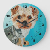 Yorkshire Terrier Painting by Alfred Fox ラージ壁時計 (正面)