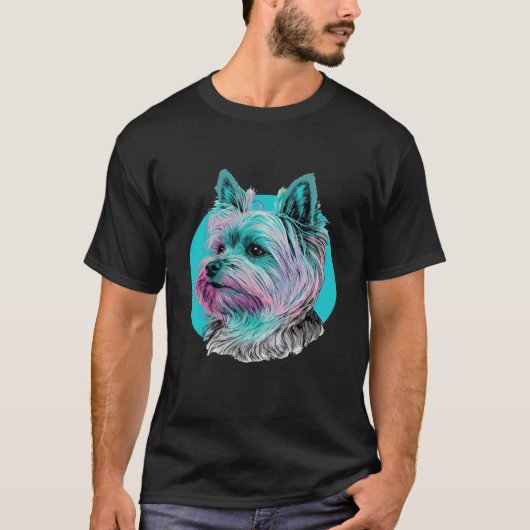 Yorkshire Terrier Pastel Vaporwave Aesthetic Tシャツ (正面)