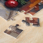 Yorkshire Terrier Peeking from Christmas Stocking ジグソーパズル (側面)