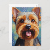 Yorkshire Terrier Pointillism Dog Portrait  ポストカード (正面/裏面)