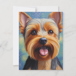 Yorkshire Terrier Pointillism Dog Portrait  ポストカード