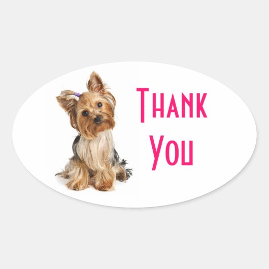 Yorkshire Terrier Puppy Dog Stickersに感謝 楕円形シール (正面)