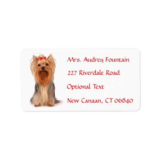Yorkshire Terrier Puppy Name Address Mailing Label ラベル (正面)